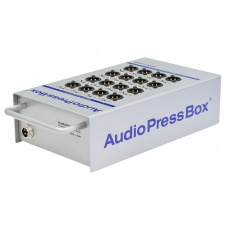 AudioPressBox  APB 116SB  Kostka dziennikarska - rozdzielacz  sygnału mikr/linia  we1x( linia) x  16 x wy ( mikr/linia) ,urządzenie mobilne -własny akumulator