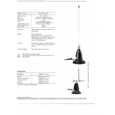 Kathrein K51164 AUD   Antena FM/AM 58-300Mhz 6W, mocowanie cokół magnetyczny, kabel 3m  z wtykiem typu "N" do nadajnika