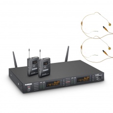 LD Systems  U518BPHH2  Bezprzewodowy system mikrofonowy z nadajnikiem Beltpack x 2 i zestawem nagłownym x 2 w kolorze beżowy, wysokie pasmo częstotliwości
