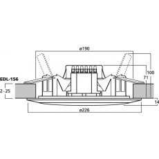 Monacor EDL-156  Głośnik sufitowy PA, odporny na warunki atmosf. oraz wysoką temperaturę (do 100°C), 15W , 100V, 60-20000Hz, 18 cm