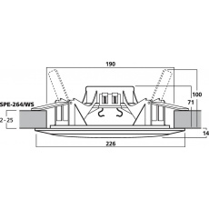 Monacor   SPE-284/WS Para głośników sufitowych PA, odpornych na warunki atmosf. oraz wysoką temperaturę (do 100°C). 4Ohm , 45-20 000 Hz , moc muzyczna 100W