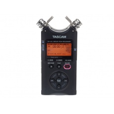 Tascam DR-40X Ręczny rejestrator 4-ścieżkowy, podwójne nagrywanie (2x stereo), wejścia XLR z zasilaniem phantom, funkcja interfejsu USB, overdub, mixdown, konfiguracje mikrofonów AB/XY, dekoder MS