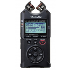 Tascam DR-40X Ręczny rejestrator 4-ścieżkowy, podwójne nagrywanie (2x stereo), wejścia XLR z zasilaniem phantom, funkcja interfejsu USB, overdub, mixdown, konfiguracje mikrofonów AB/XY, dekoder MS
